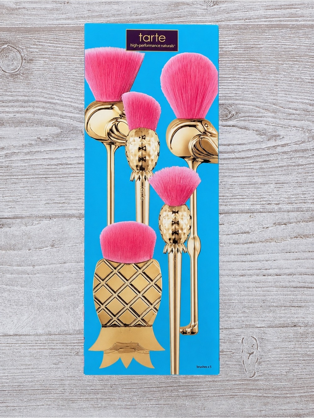 Net Tarte let’s flamingle brush set 5 pieces makeup brush vanity set tropical